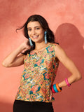 InWeave Corn Yellow Bird Floral Print W/S Top | Grocsy