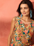 InWeave Corn Yellow Bird Floral Print W/S Top | Grocsy