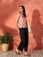 InWeave Peach Printed W/S Top | Grocsy