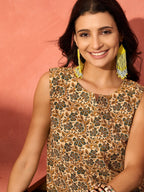 InWeave Light Brown Kalamkari W/S Top | Grocsy
