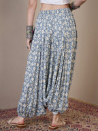 InWeave Powder Blue Ikkat Print Harem Pant | Grocsy