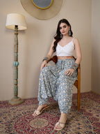 InWeave Powder Blue Ikkat Print Harem Pant | Grocsy