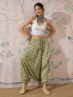 InWeave Apple Green Ikkat Print Harem Pant | Grocsy