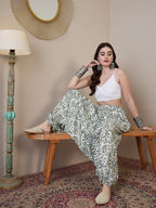 InWeave Sea Green Ethnic Window Harem Pant | Grocsy