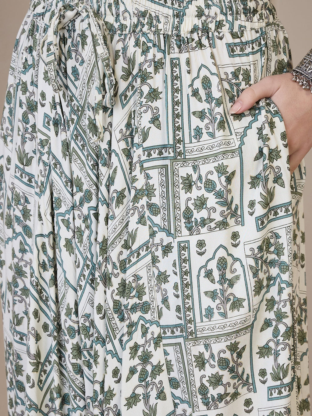 InWeave Sea Green Ethnic Window Harem Pant | Grocsy