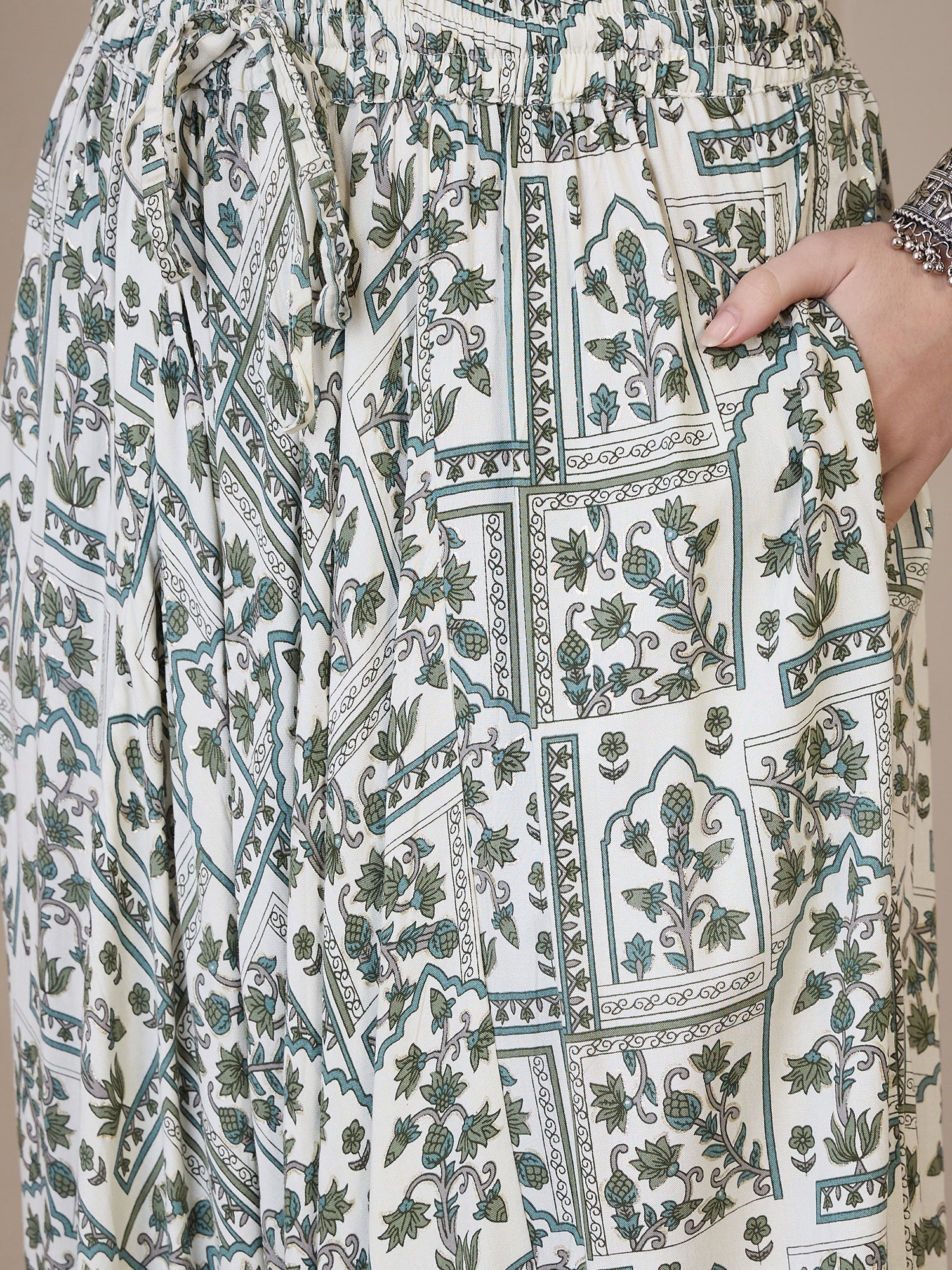 InWeave Sea Green Ethnic Window Harem Pant | Grocsy
