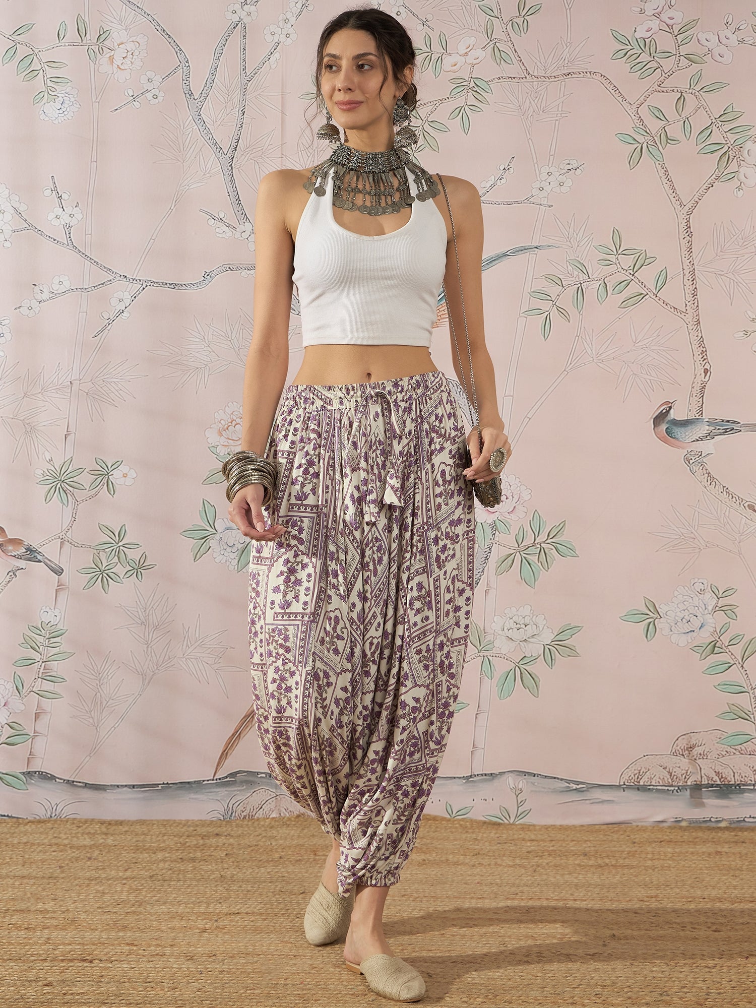 InWeave Mauve Ethnic Window Harem Pant | Grocsy