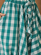 InWeave Light Blue Big Check Cowl Harem | Grocsy