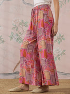 InWeave Dull Pink Window Palazzo | Grocsy