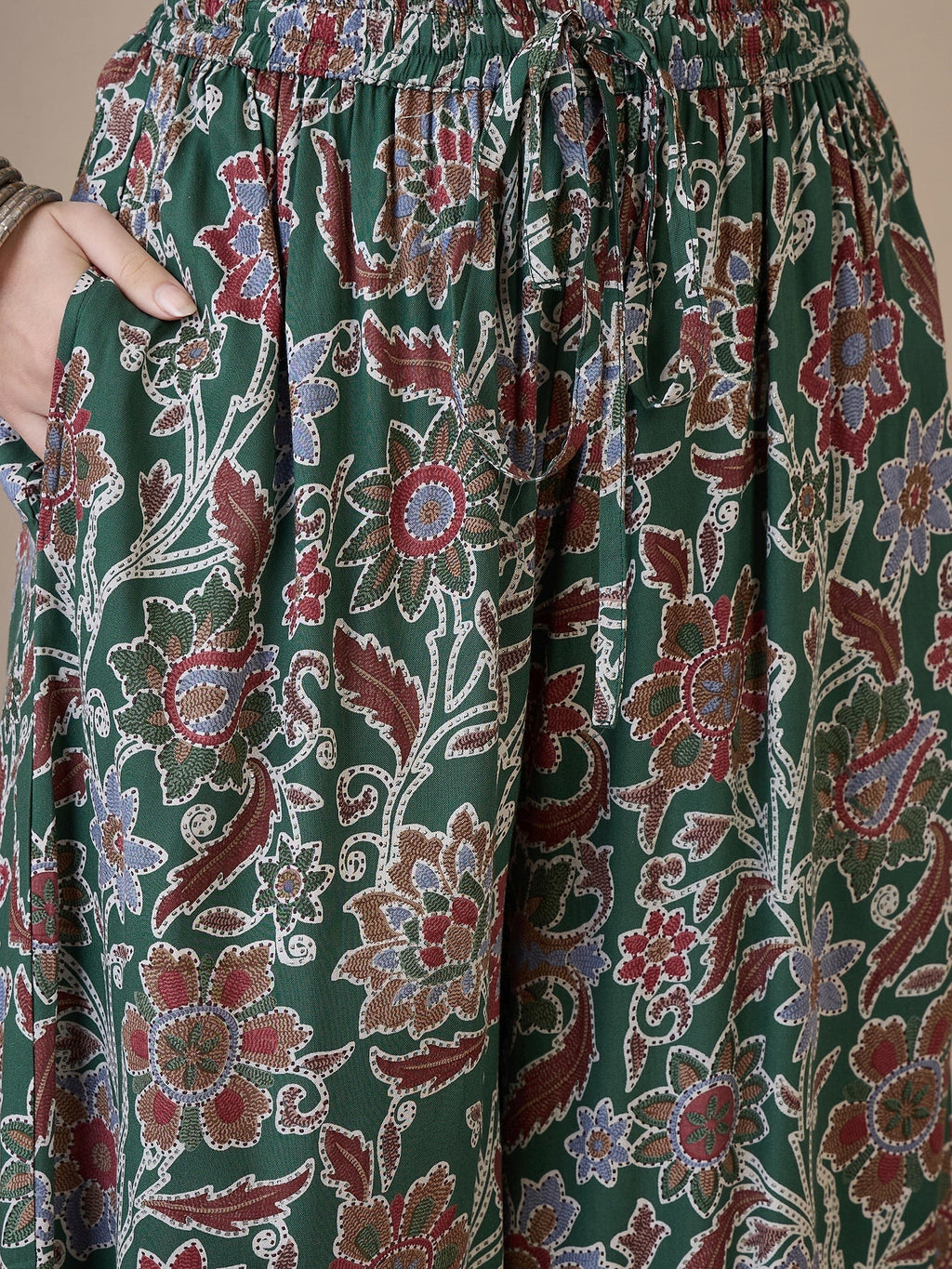 InWeave Green Big Jaal Palazzo | Grocsy