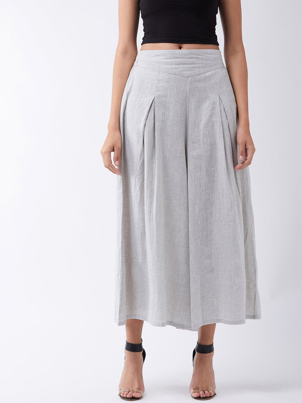 InWeave Grey Handloom Palazzo | Grocsy