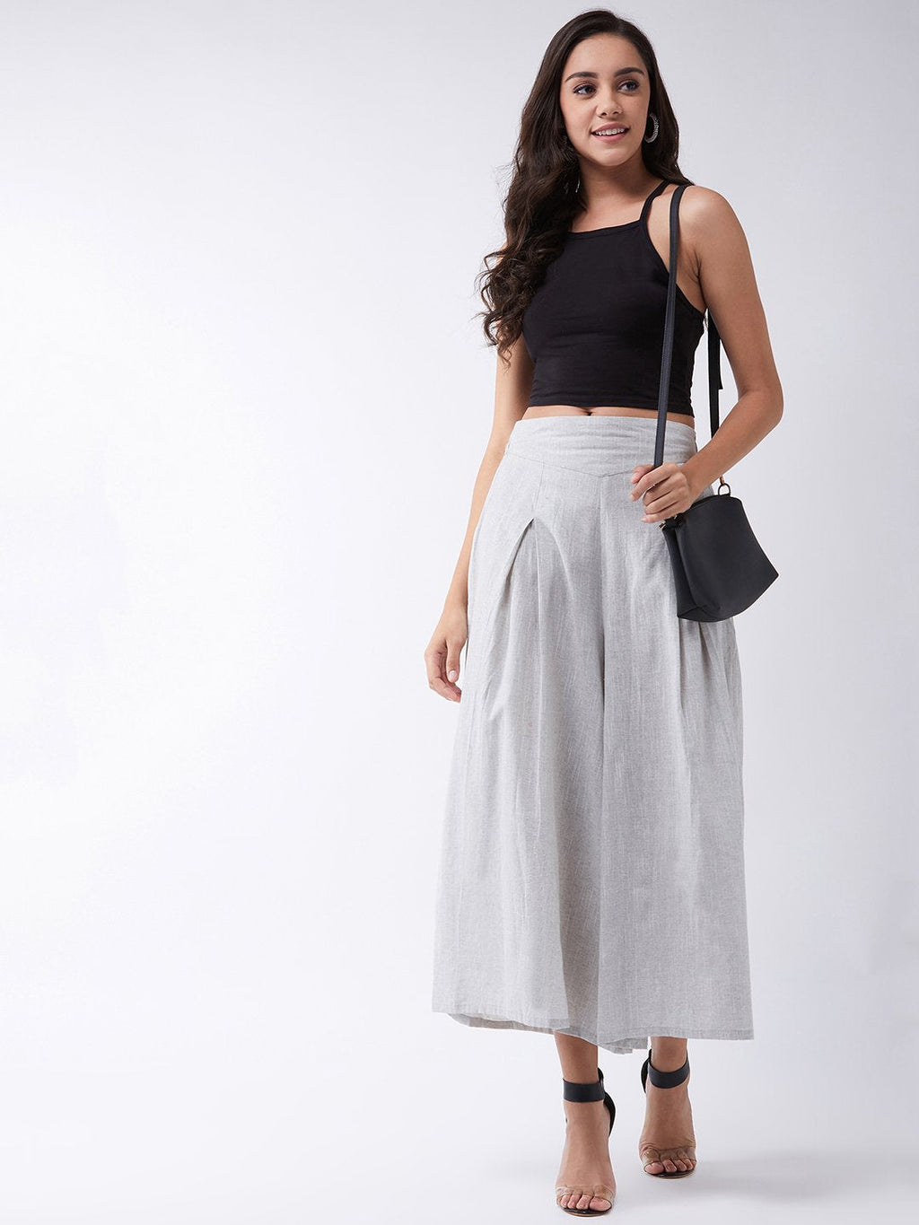 InWeave Grey Handloom Palazzo | Grocsy