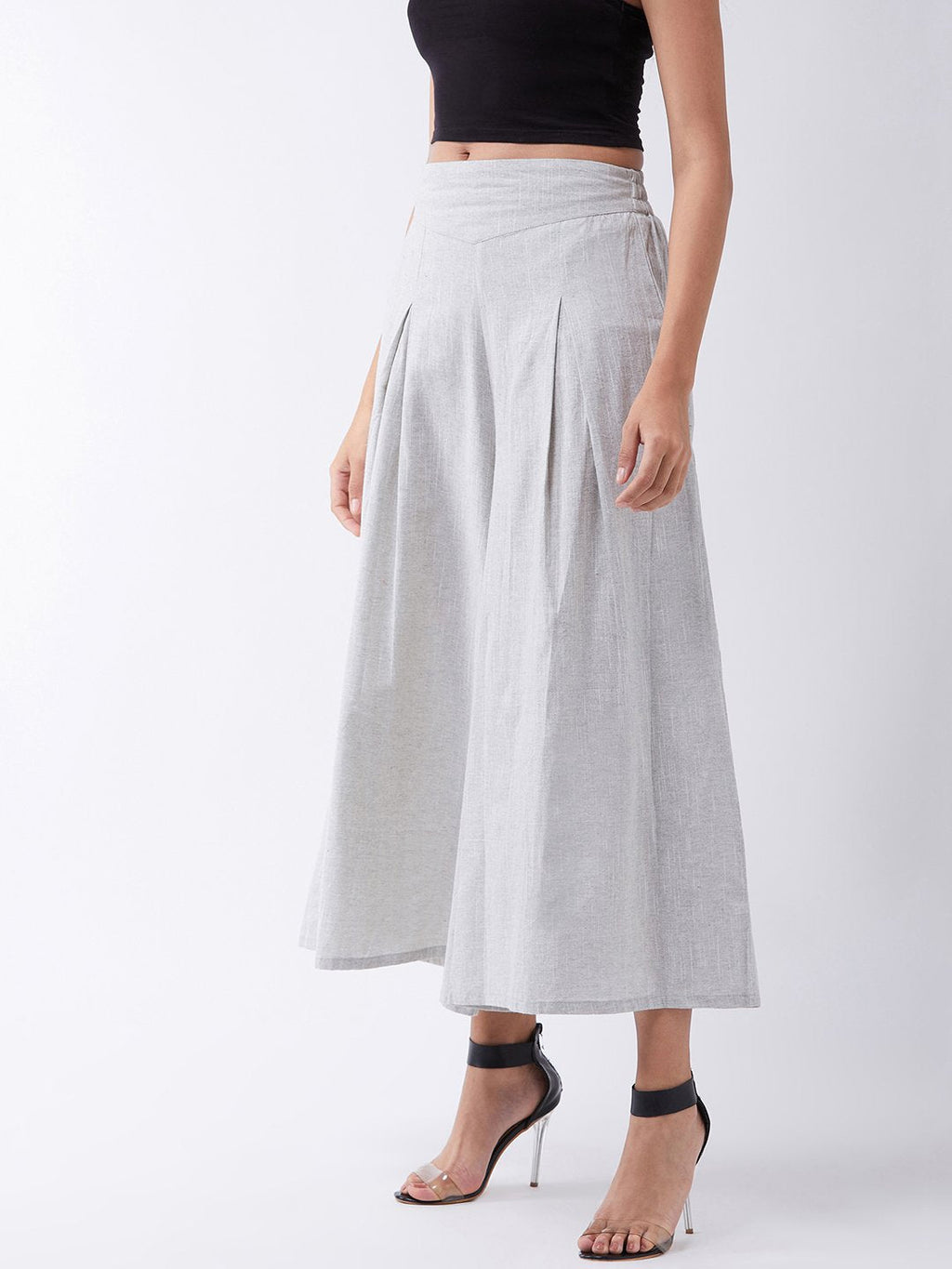 InWeave Grey Handloom Palazzo | Grocsy