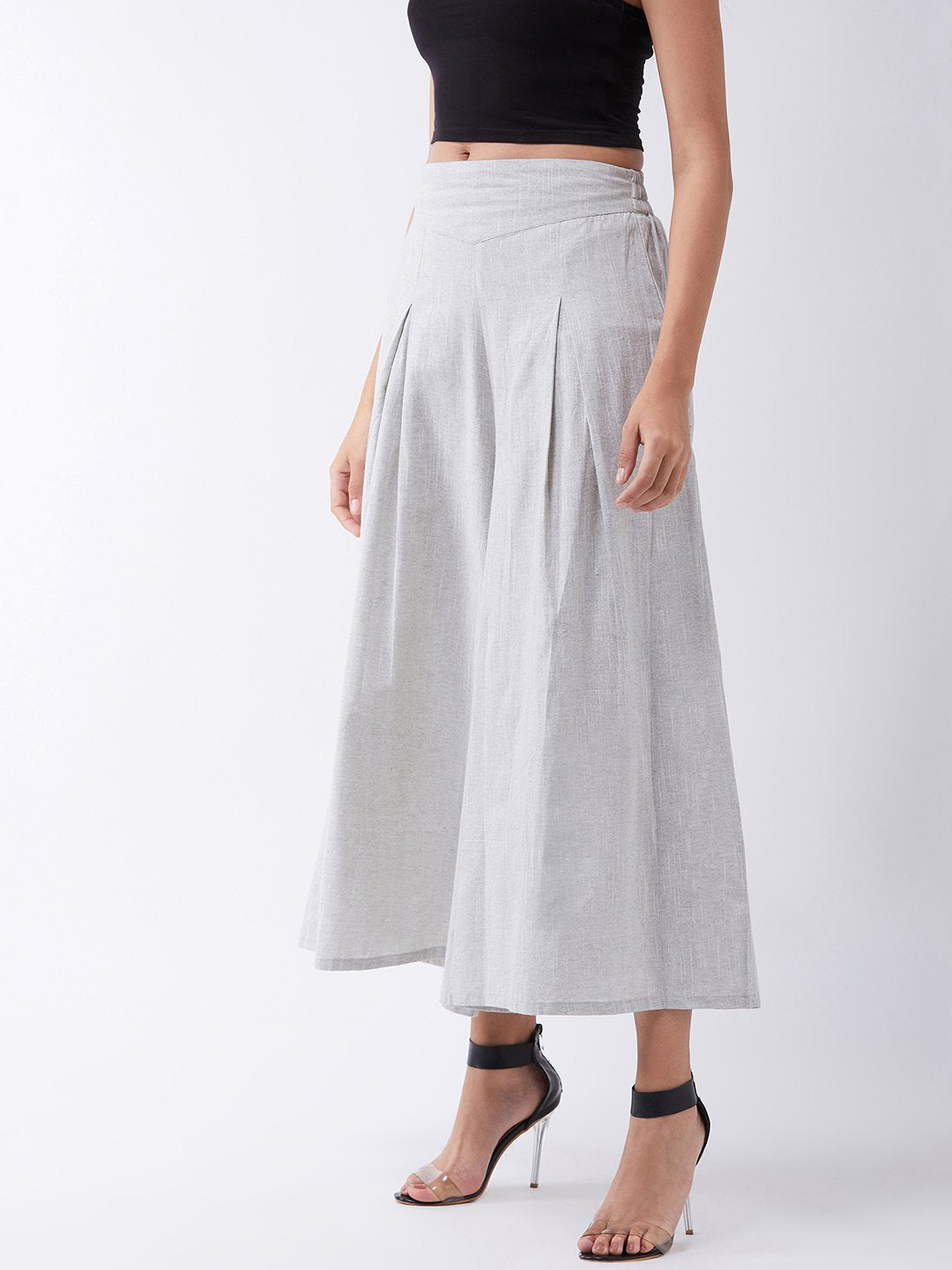 InWeave Grey Handloom Palazzo | Grocsy