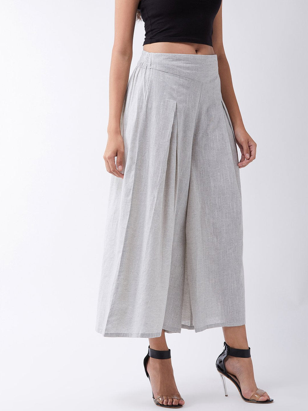 InWeave Grey Handloom Palazzo | Grocsy