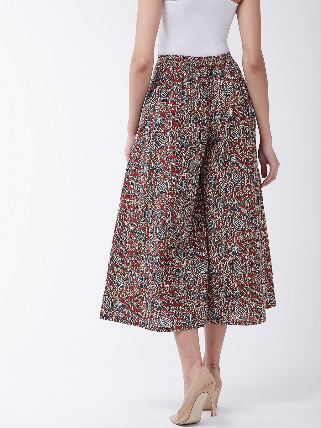 InWeave Women's Maroon Kalamkari Palazzo | Grocsy