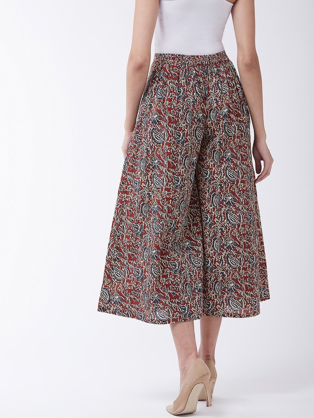 InWeave Women's Maroon Kalamkari Palazzo | Grocsy