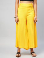 InWeave Women's Solid Yellow Palazzo | Grocsy