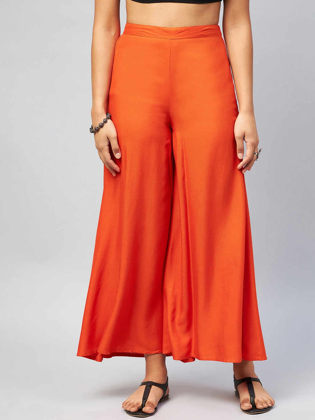 InWeave Solid Orange Palazzo | Grocsy
