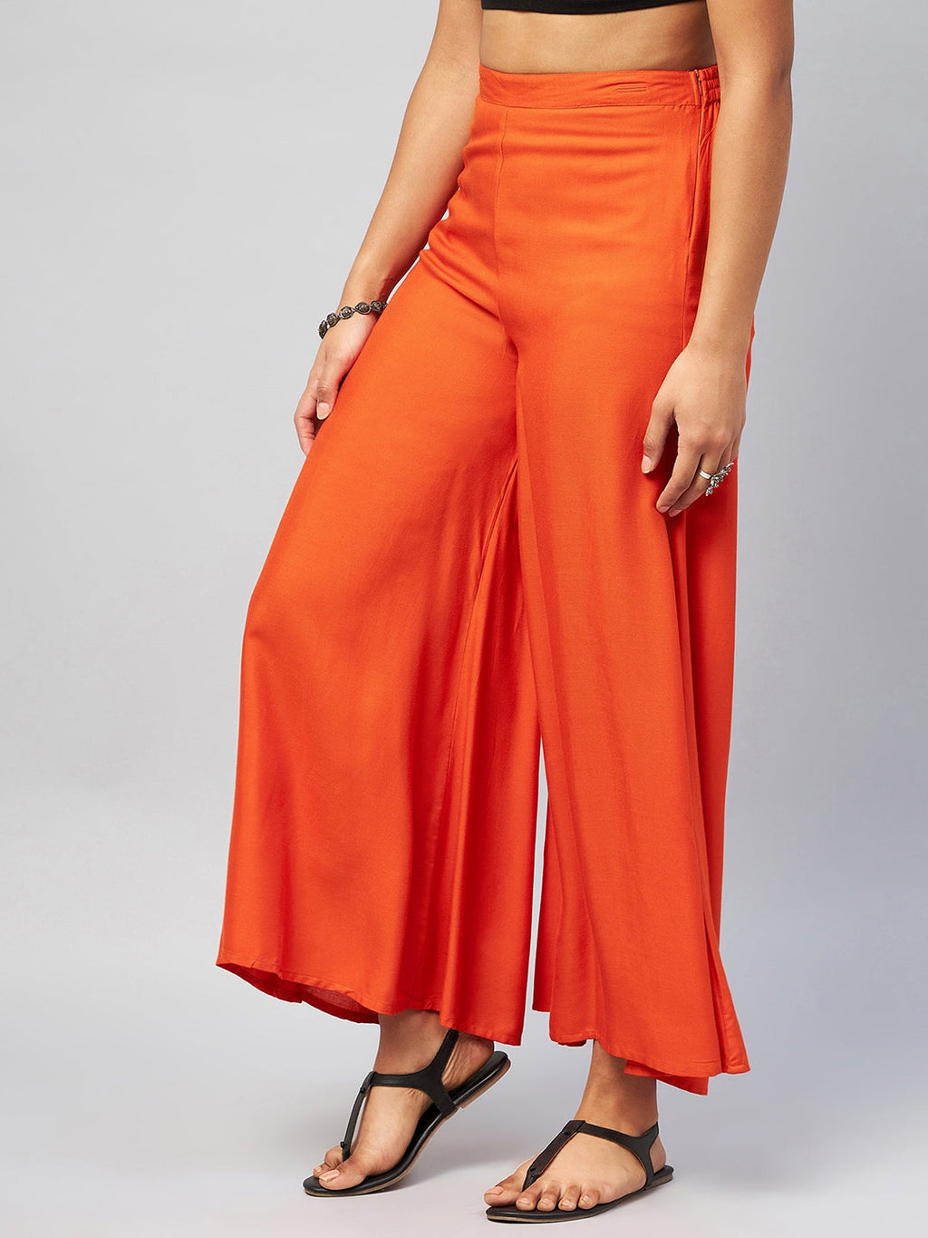 InWeave Solid Orange Palazzo | Grocsy
