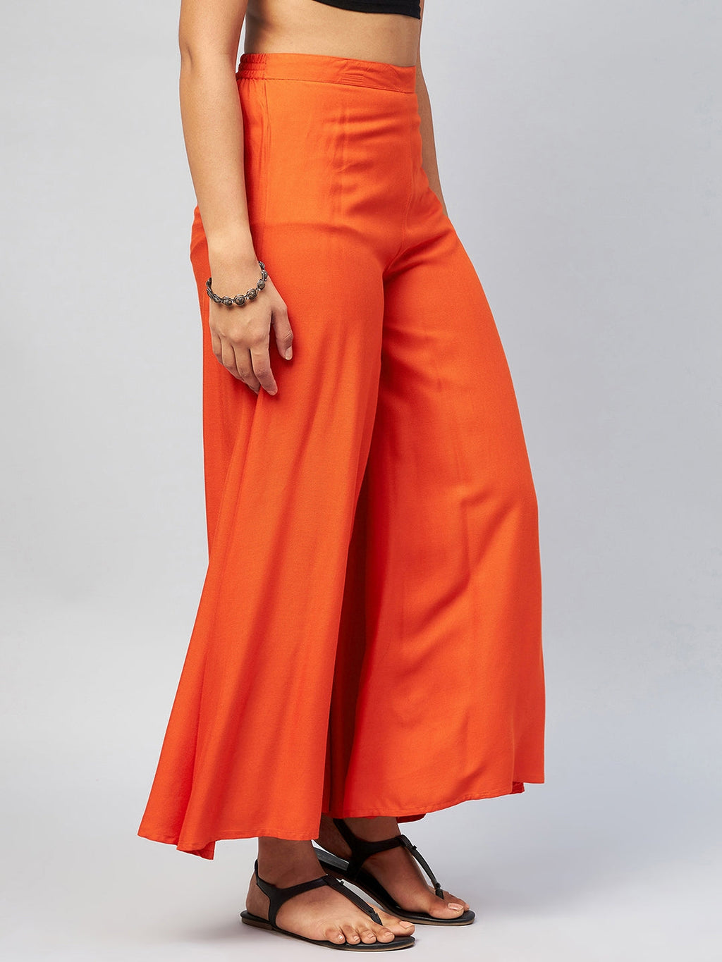 InWeave Solid Orange Palazzo | Grocsy