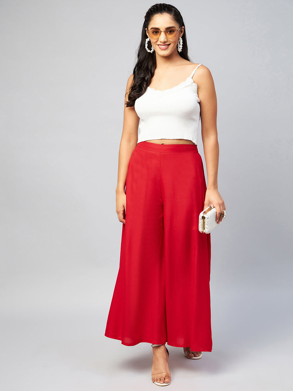 InWeave Solid Red Palazzo | Grocsy