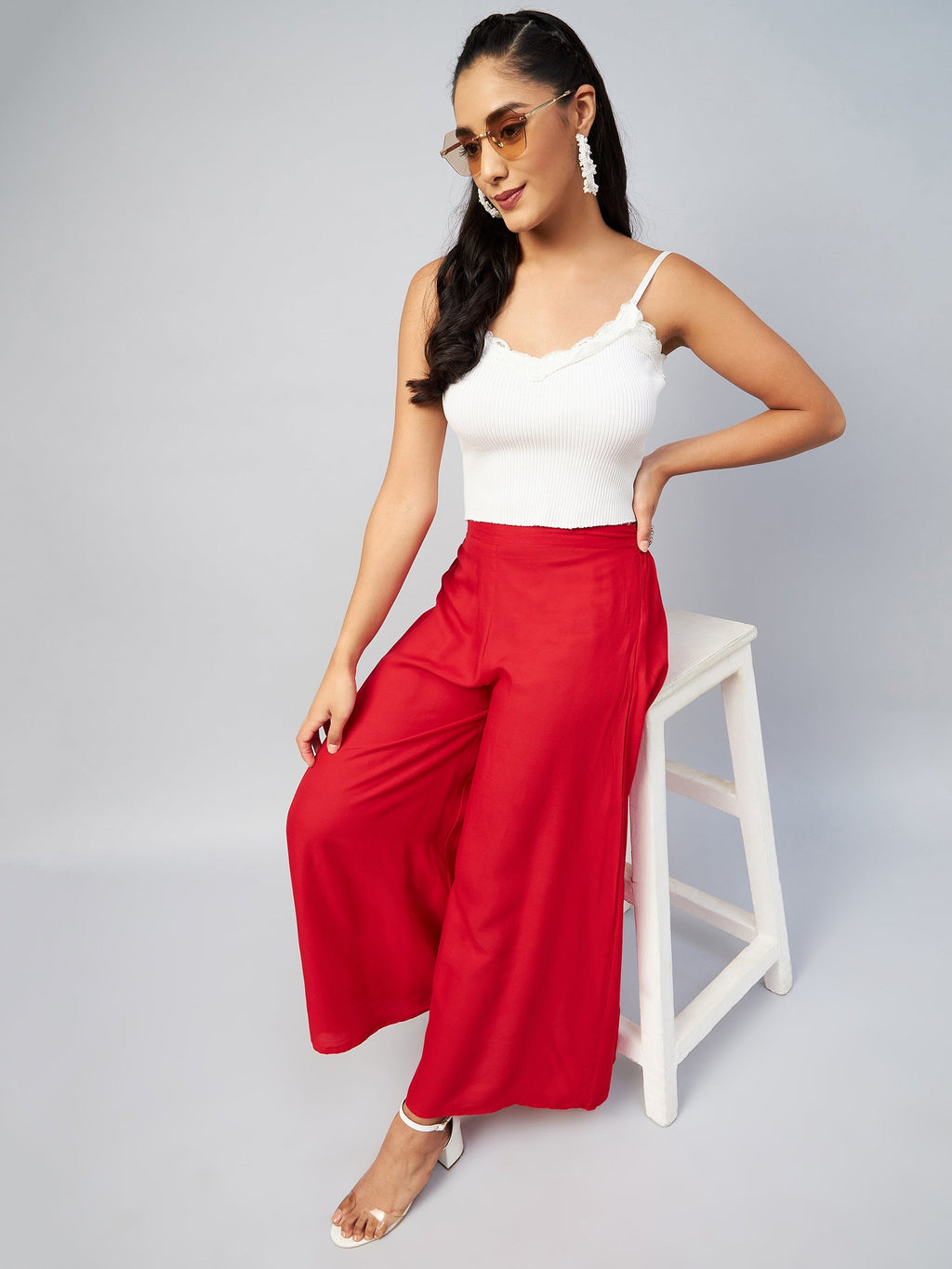 InWeave Solid Red Palazzo | Grocsy