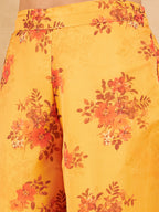 InWeave Mustard Rose Printed Organza Palazzo | Grocsy
