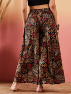 InWeave Black Grey Leaf Print Foil Palazzo | Grocsy