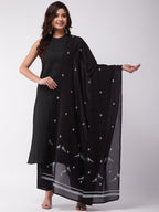 InWeave Black Bird Print Cotton Dupattas | Grocsy