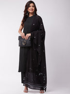 InWeave Black Bird Print Cotton Dupattas | Grocsy