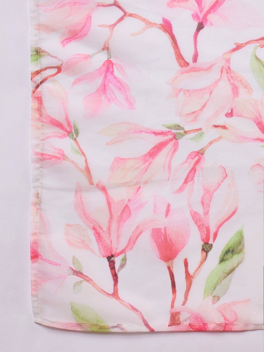 InWeave White Peach Floral Print Organza Dupatta | Grocsy