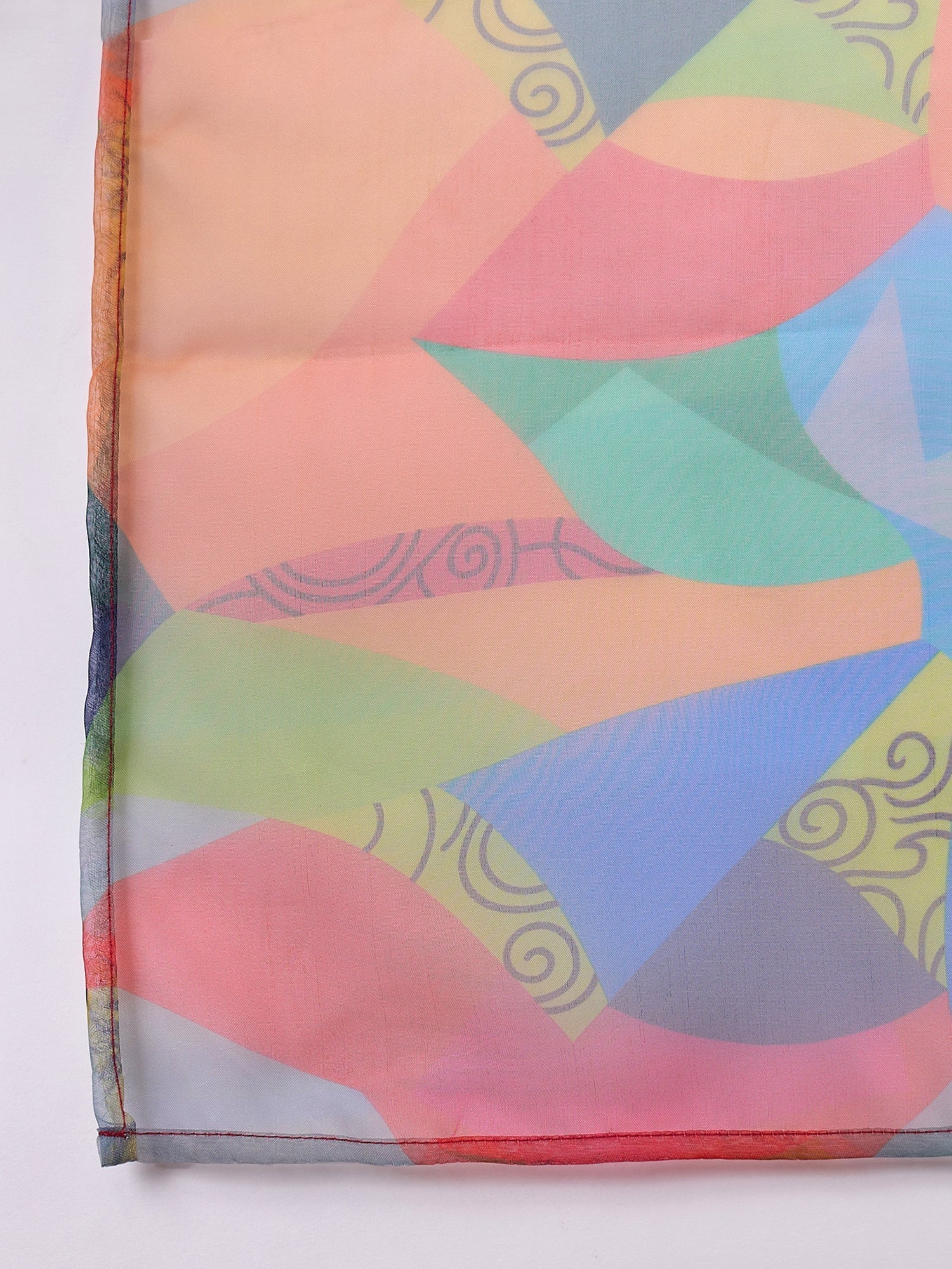 InWeave Green Big Abstract Print Organza Dupatta | Grocsy