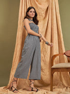 InWeave Black Small Check Strappy Jumpsuit | Grocsy