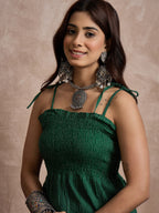 InWeave Green Kantha Strappy Jumpsuit | Grocsy