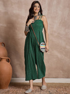 InWeave Green Kantha Strappy Jumpsuit | Grocsy