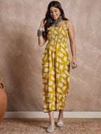 InWeave Honey Yellow Beige Strappy Jumpsuit | Grocsy