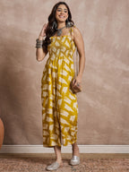 InWeave Honey Yellow Beige Strappy Jumpsuit | Grocsy