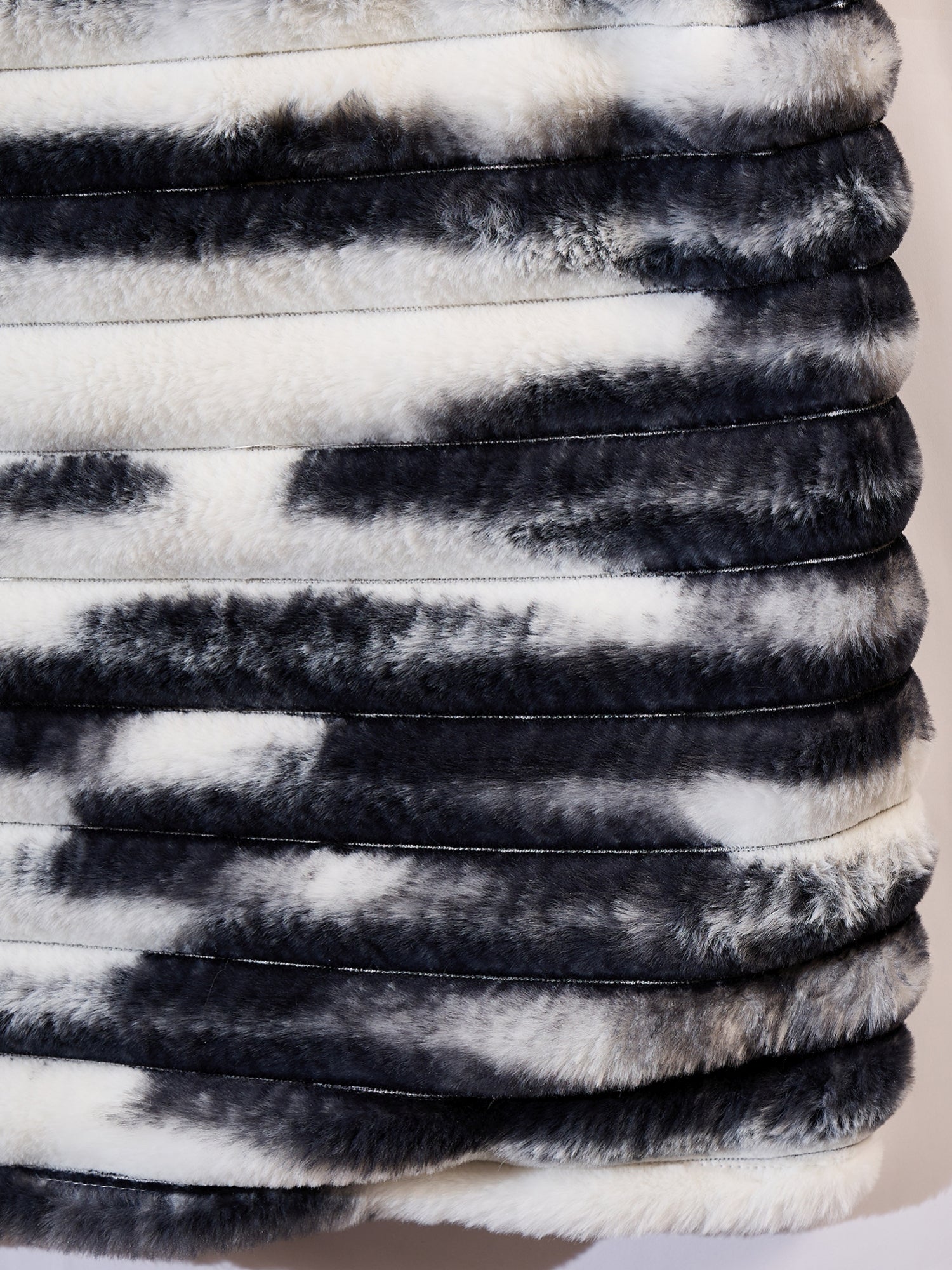 InWeave Black White Dye Rabbit Faux Fur Poncho | Grocsy