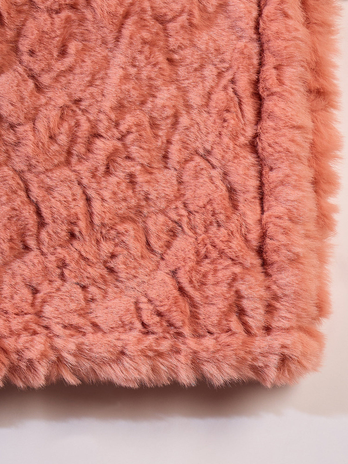 InWeave Coral Rabbit Faux Fur Poncho | Grocsy