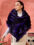 InWeave Purple Black Faux Fur Cape | Grocsy
