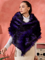 InWeave Purple Black Faux Fur Cape | Grocsy