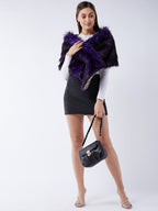 InWeave Purple Black Faux Fur Cape | Grocsy
