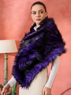InWeave Purple Black Faux Fur Cape | Grocsy