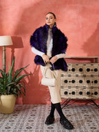 InWeave Purple Black Faux Fur Cape | Grocsy