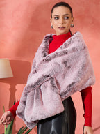 InWeave Maroon Icy Snowy Rabbit Faux Fur Cape | Grocsy
