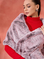 InWeave Maroon Icy Snowy Rabbit Faux Fur Cape | Grocsy