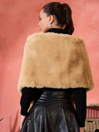 InWeave Beige Rabit Faux Fur Cape | Grocsy
