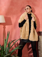 InWeave Beige Rabit Faux Fur Cape | Grocsy