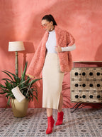 InWeave Coral Rabbit Faux Fur Cape | Grocsy